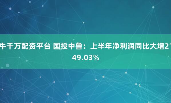牛千万配资平台 国投中鲁：上半年净利润同比大增2149.03%
